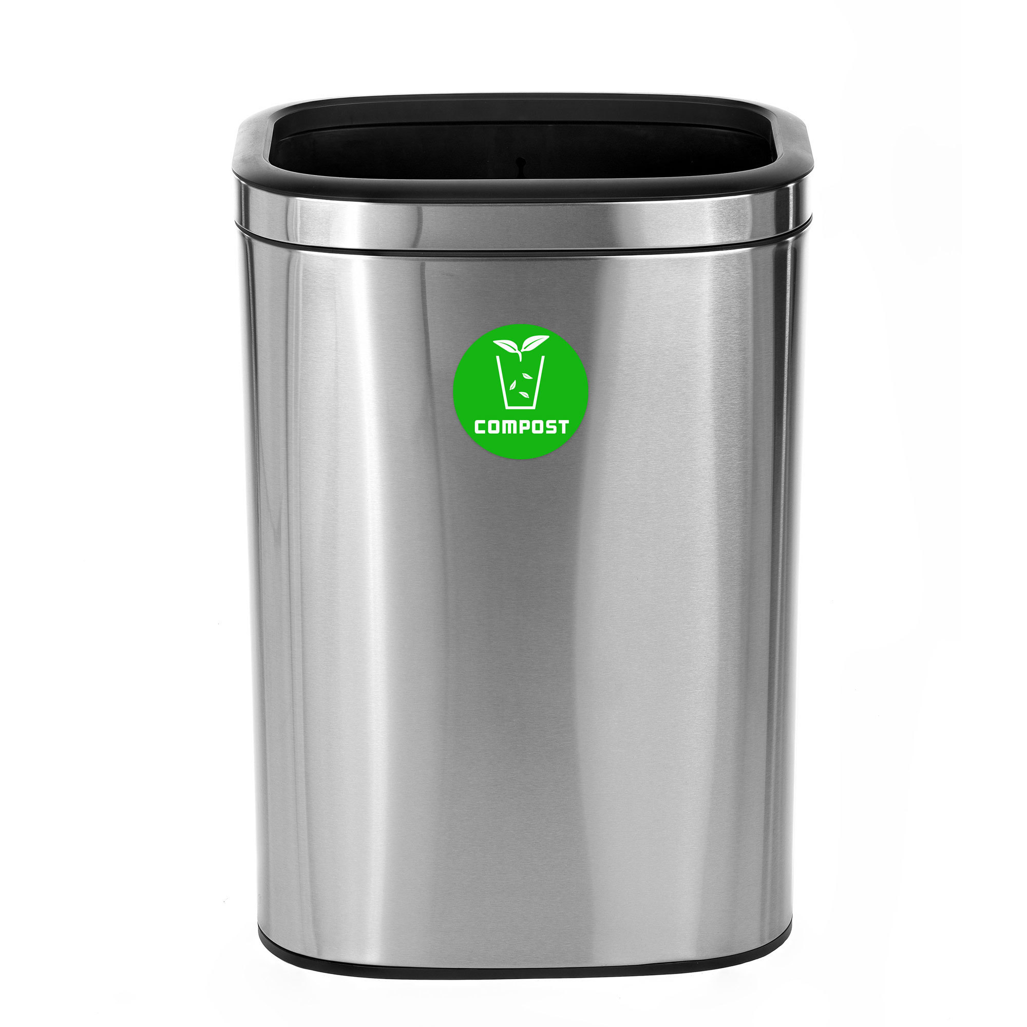 Alpine, 2.6 Gallon Stainless Steel Compost Trash Can, Capacity 10.5 Gal, Model# ALP470-40L-CO
